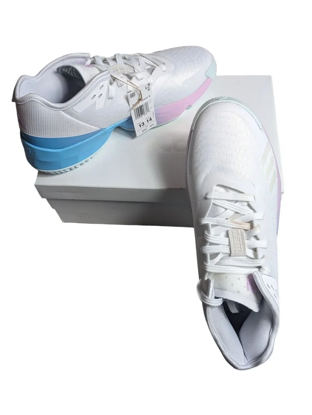 Adidas D.O.N Issue 4 White/Blue Basketball Shoes Men’s Size 13 HQ8991 New In Box